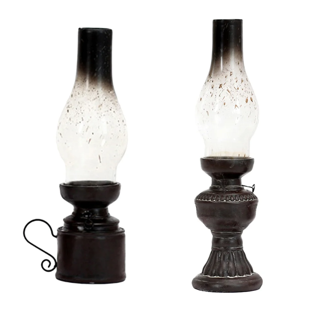 2 قطعة حامل مصباح الزيت خمر الراتنج الحرف ديكور المنزل ريفي فانوس مجموعة نمط الديكور لغرفة المعيشة الزفاف