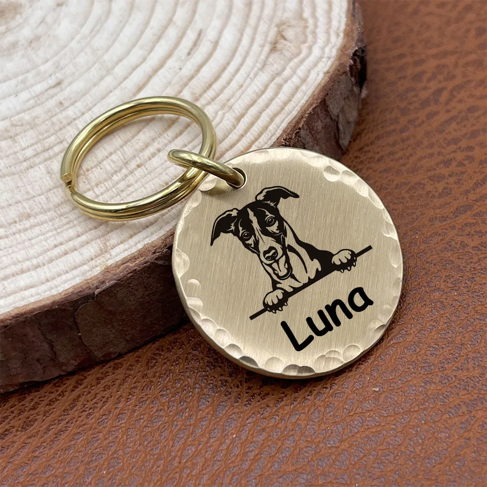 Brass Dogs Tag Personalized Pet ID Tags Engraving Puppy Anti-lost Collars Tag Dog Cat Name Pets Dog Accessories Supplies Custom