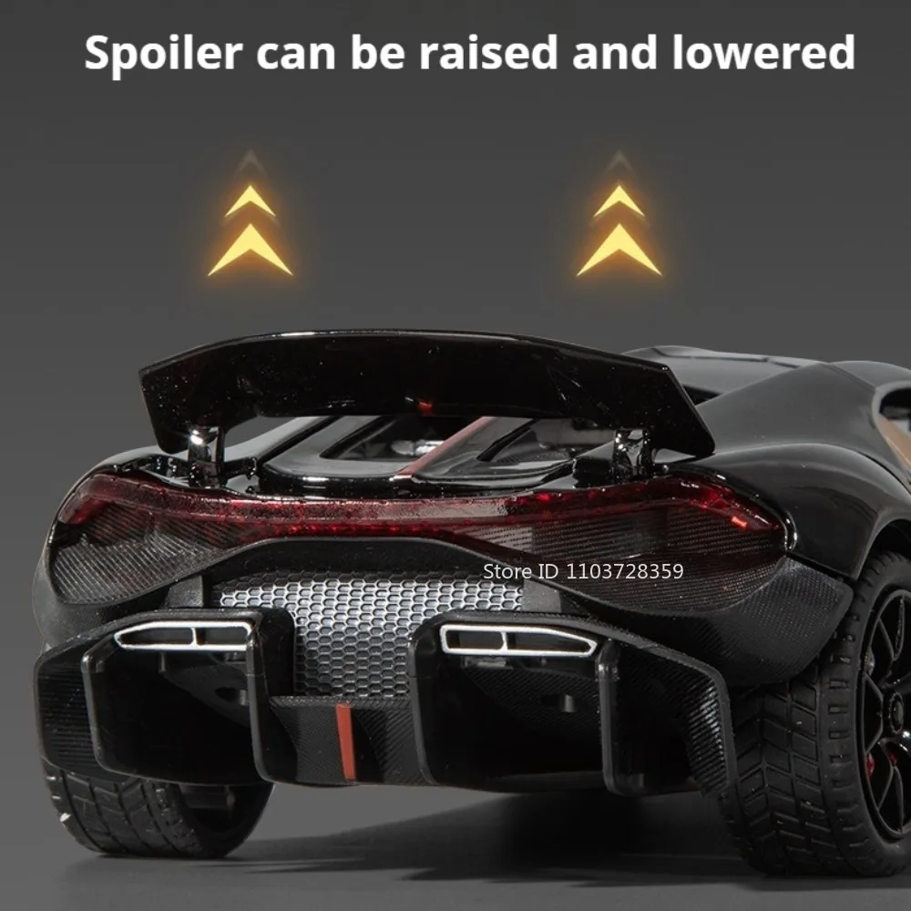 1:24 Tourbillon Atlantic Model Supercar Zabawki Odlewane ze Stopu Metalu Dźwięk Światło Otwierane Drzwi Miniaturki Sportowe Samochody na Napęd Pull Back dla Dzieci i Dorosłych
