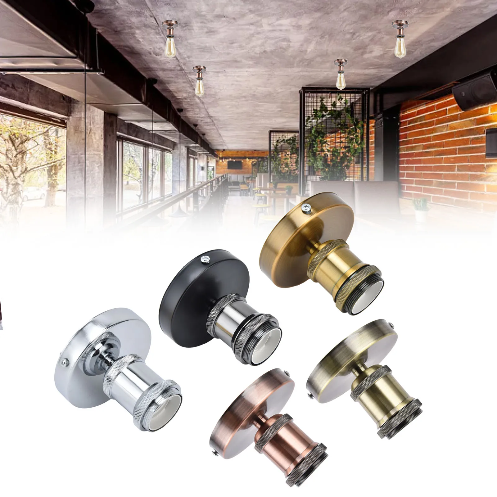 

E26 E27 Lamp Socket Lamp Holder Ceiling Lamp Holder Vintage Ceiling Lamp Holder with Accessories for Kitchen Bedroom Living Room