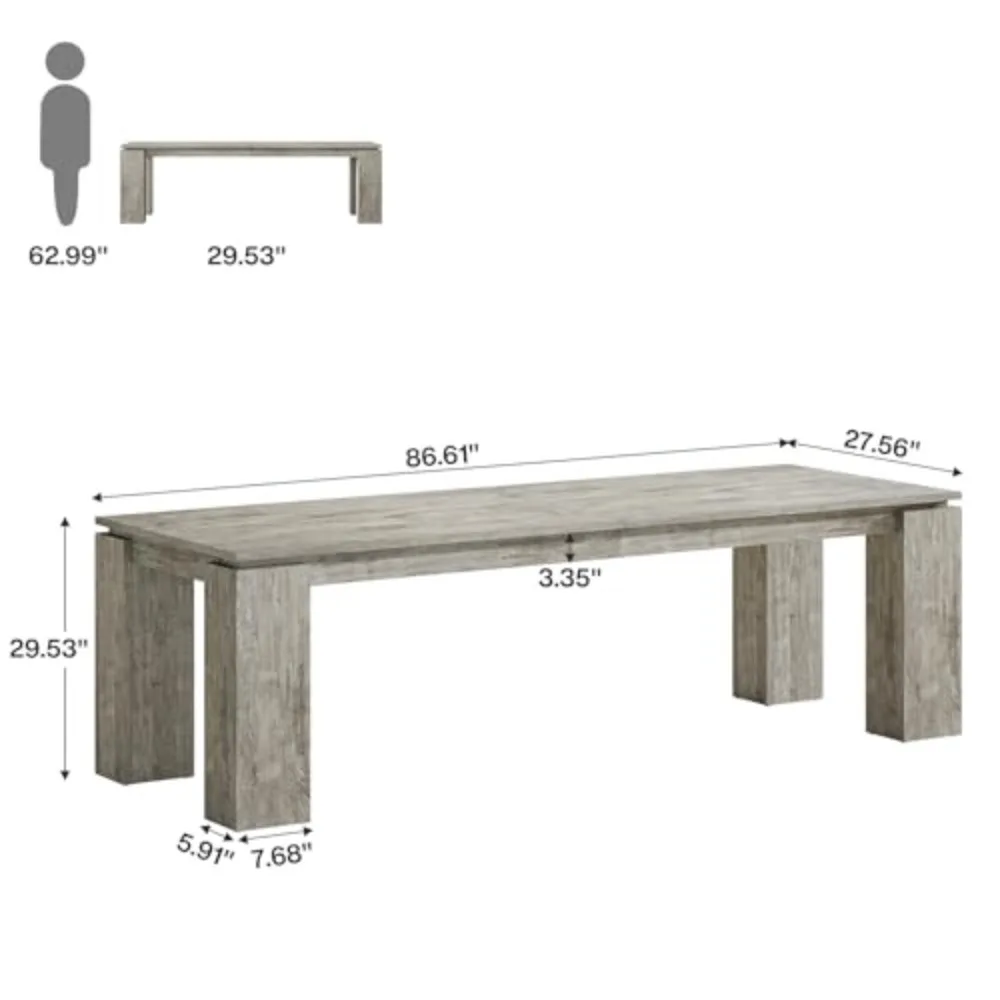 7 ft Extra Long Conference Table, 86-Inch Office Meeting Room Table, Modern Industrial Rectangle Gray Seminar Desk for