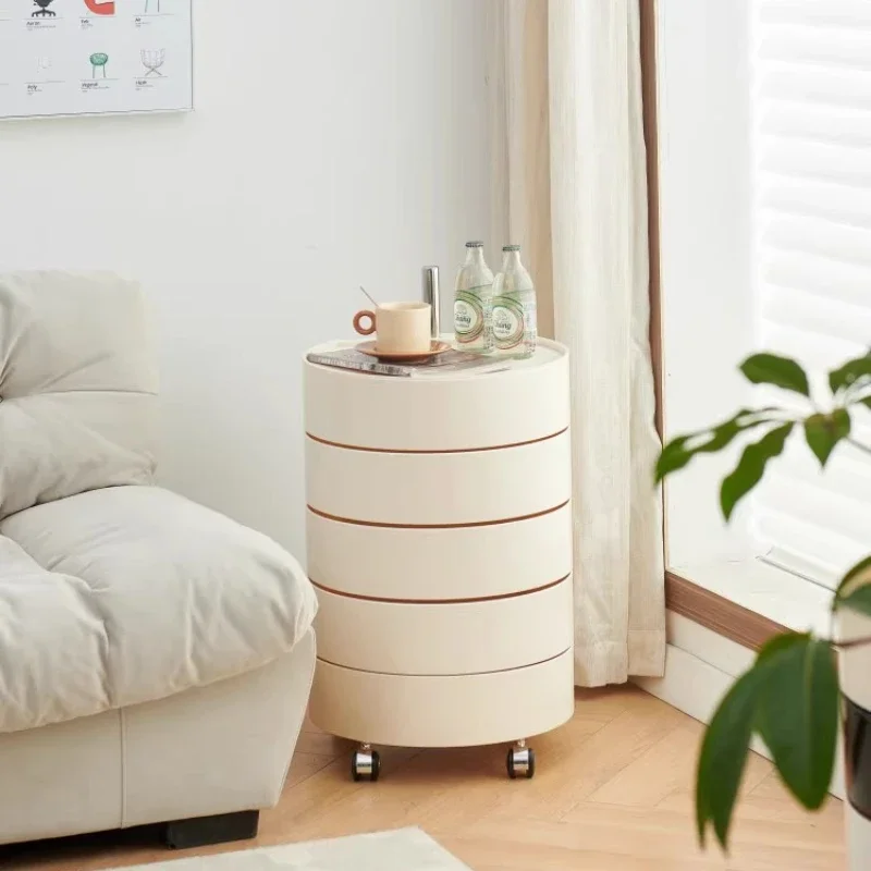 Creative rotatable multi-layer storage cabinet ins storage cart minimalist circular bedroom storage makeup cabinet