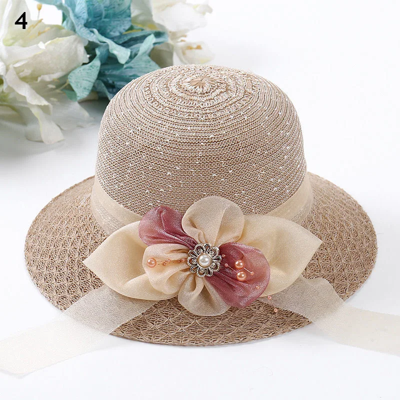 Foldable Fisherman Straw Bow Hat  Women Sunscreen Sweet Summer Vacation Casual Holiday Women\'s Girls Fashion Bucket Beach Hat