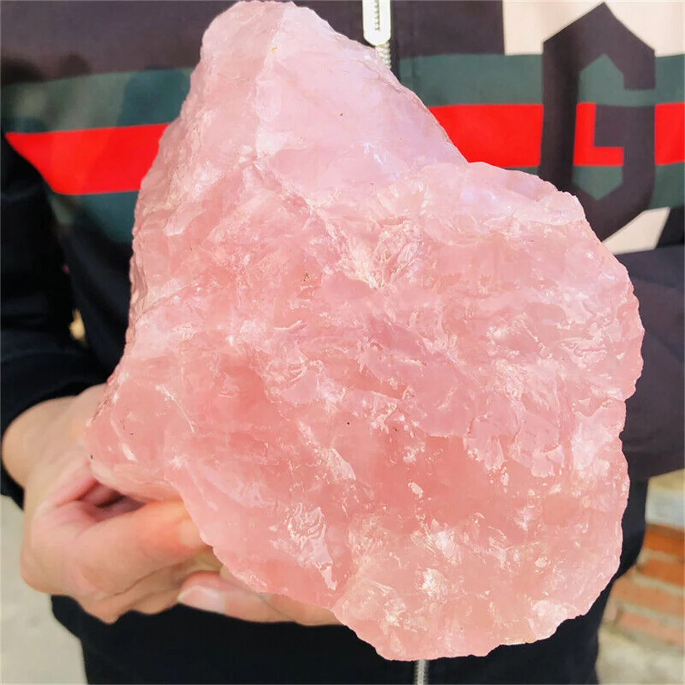 Natural Pink Rose Quartz Crystal Primitive Stone Mineral Sample Repair Reiki Healing Marriage Stone