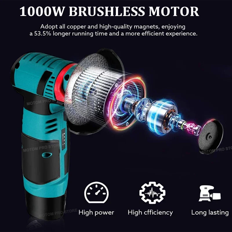 100mm 21V Brushless Electric Angle Grinder Mini Rotation Angle Grinder Polishing Woodworking Machine for Makita 18V Battery