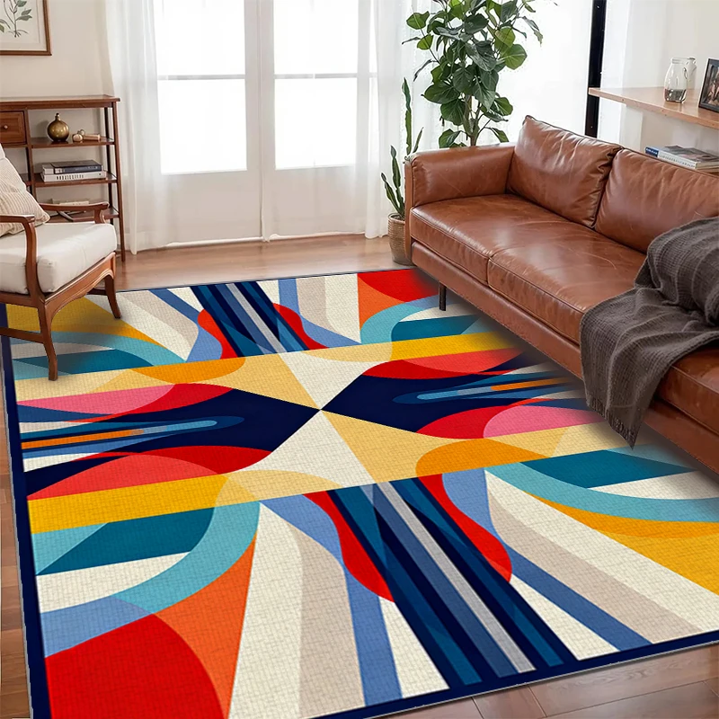 VIKAMA Modern Colorful Diamond Pattern Rug,Non-Slip Easy Clean for Living Room Bedroom Sofa Bedside Carpet Home Floor Mat