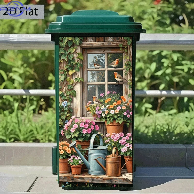 2D Flat Printing 1pc Trash Can Sticker 
