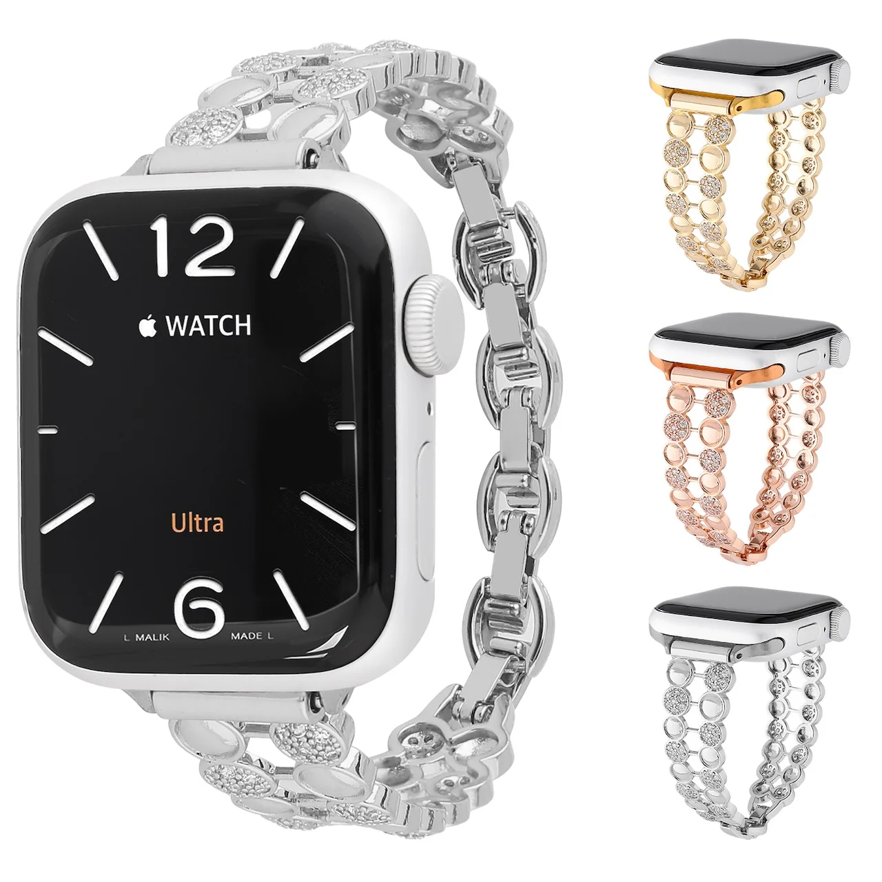 Двухрядный браслет из круглых бусин для Apple Watch 38/40/41/42/44/45/49 мм, многоцветный, роскошный, для iWatch Ultra