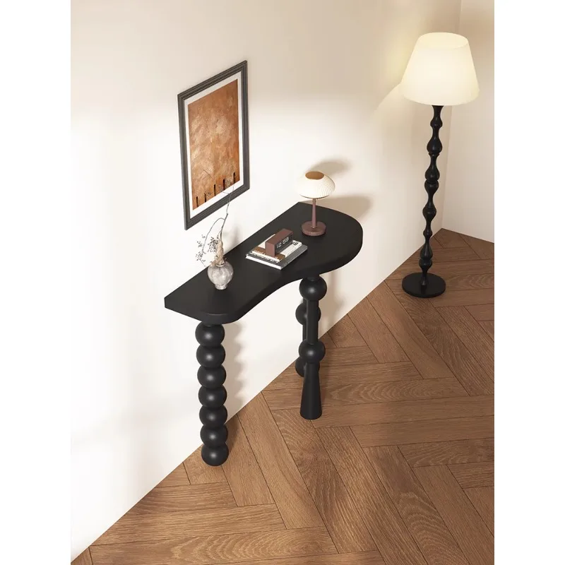 Black Narrow Entrance Table: Slim Foyer Table for Entryway Storage & Decoration
