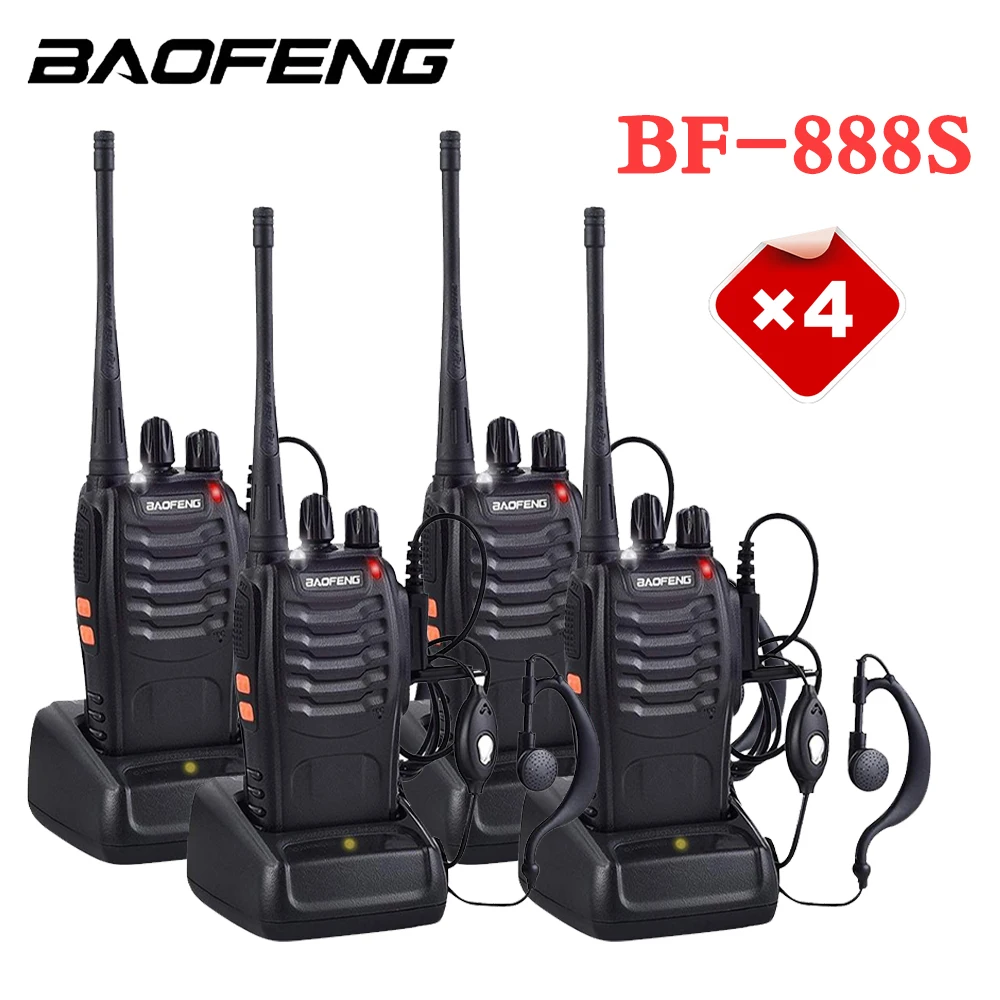 

Baofeng BF-888s Portable Walkie Talkie 4PCS Long Range UHF 400-470MHZ Two Way ham Radios Transceiver USB for Hunting