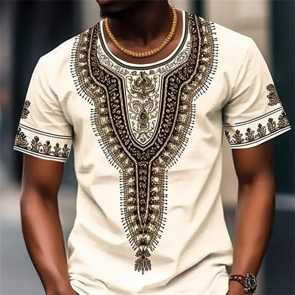 African Ethnic 3D Printing T-shirt New Men\'s and Women\'s O-Neck Short Sleeve T-shirt Retro Street Wear T-shirt