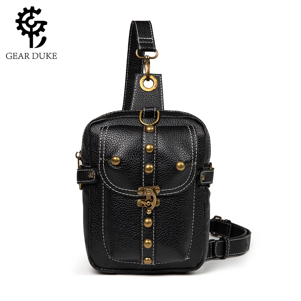 

Female steampunk single shoulder crossbody bag, European and American motorcycle outdoor cycling chest bag, male mobile wallet