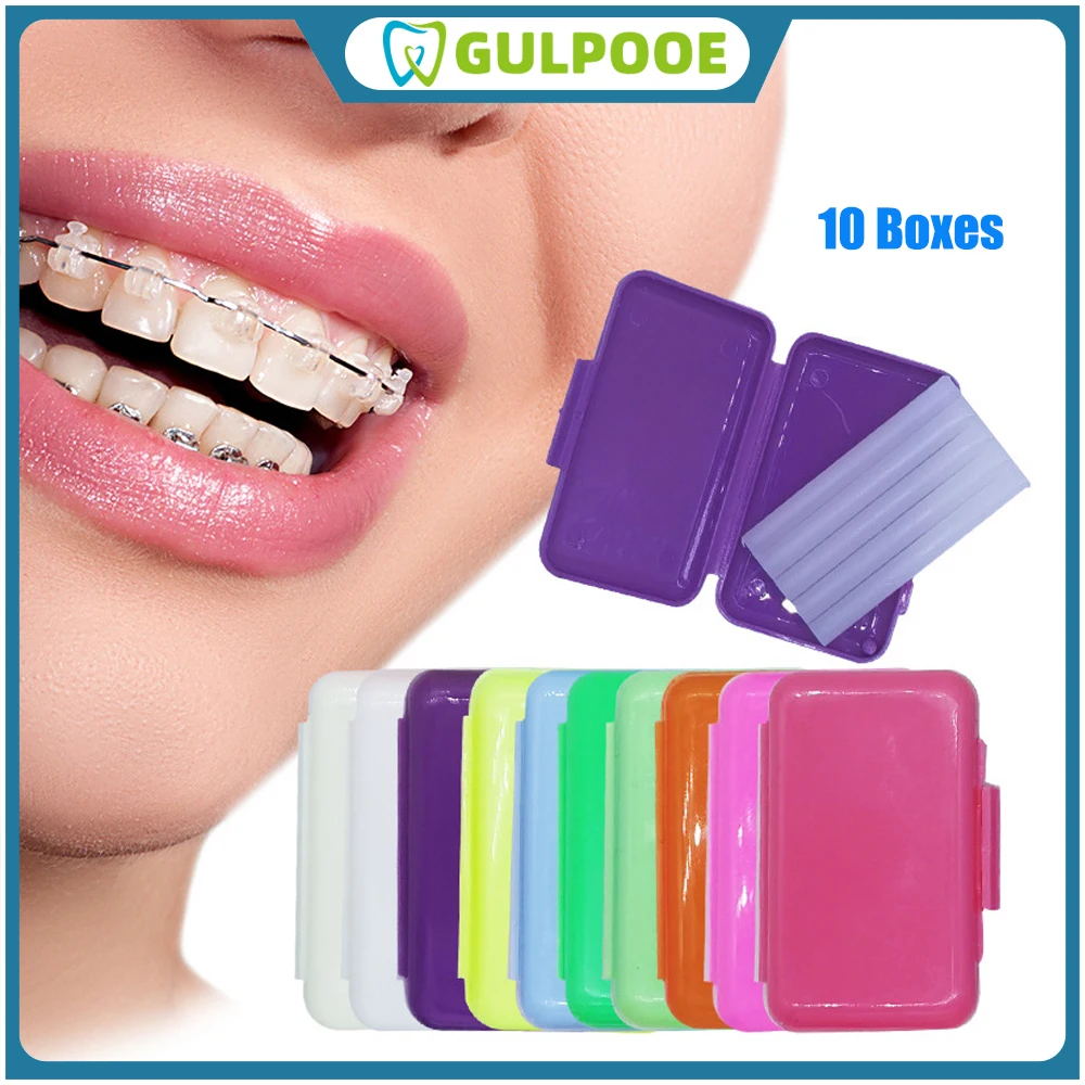 

GULPOOE 10 коробок стоматологический ортодонтический воск для отбеливания зубов 10-типа рельефные восковые палочки для брекетов, защита зубов и десен
