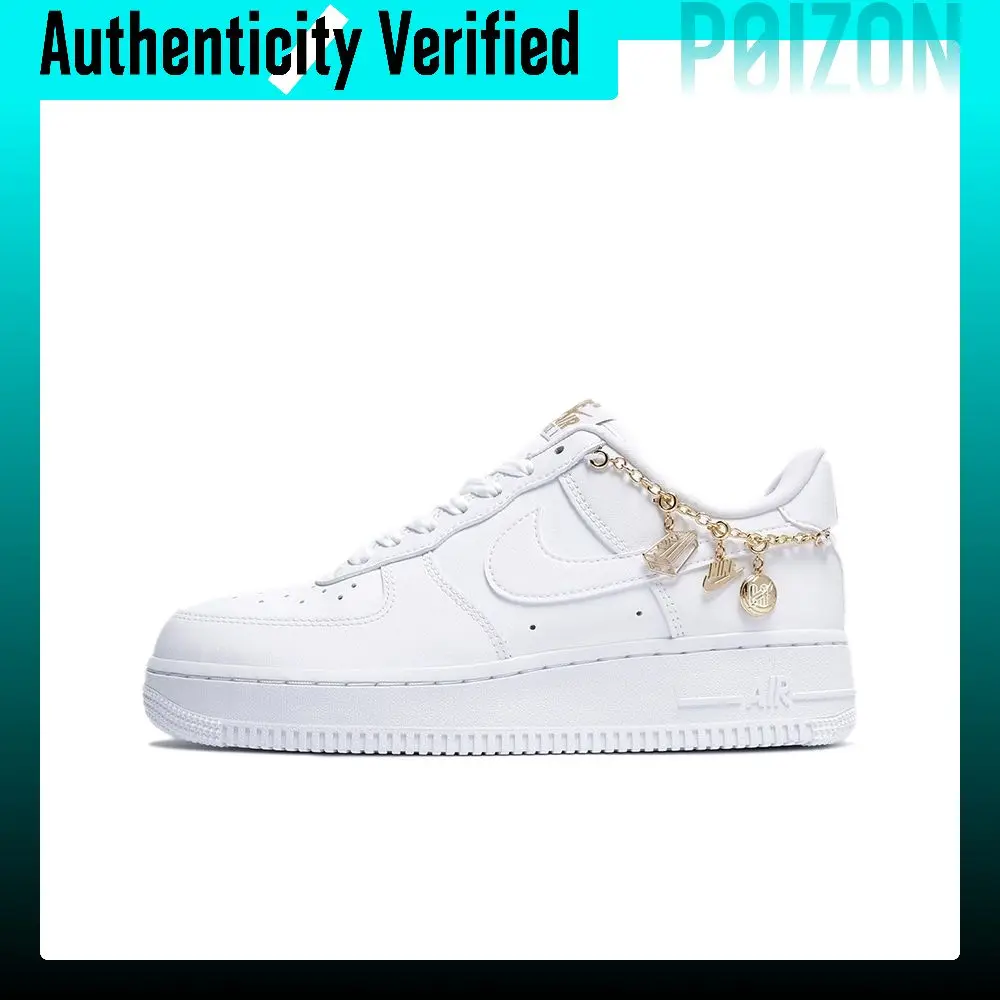 Nike Air Force 1 Lx 'lucky Charms' Leather Chain Low top Skateboard Shoes Women's White DD1525-100