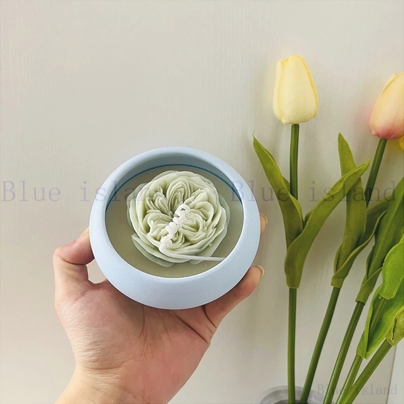 Bowl Concrete Gypsum Silicone Mold Candle Container Making Spherical Candle Holder Round Vase Mold