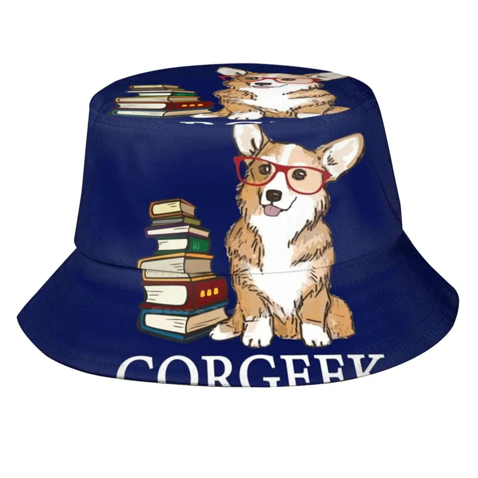 Corgi For Book Lovers , Book Nerds , Readers , Or English Teachers - Corgeek Uv Protection Foldable Bucket Hats Women Men Corgi