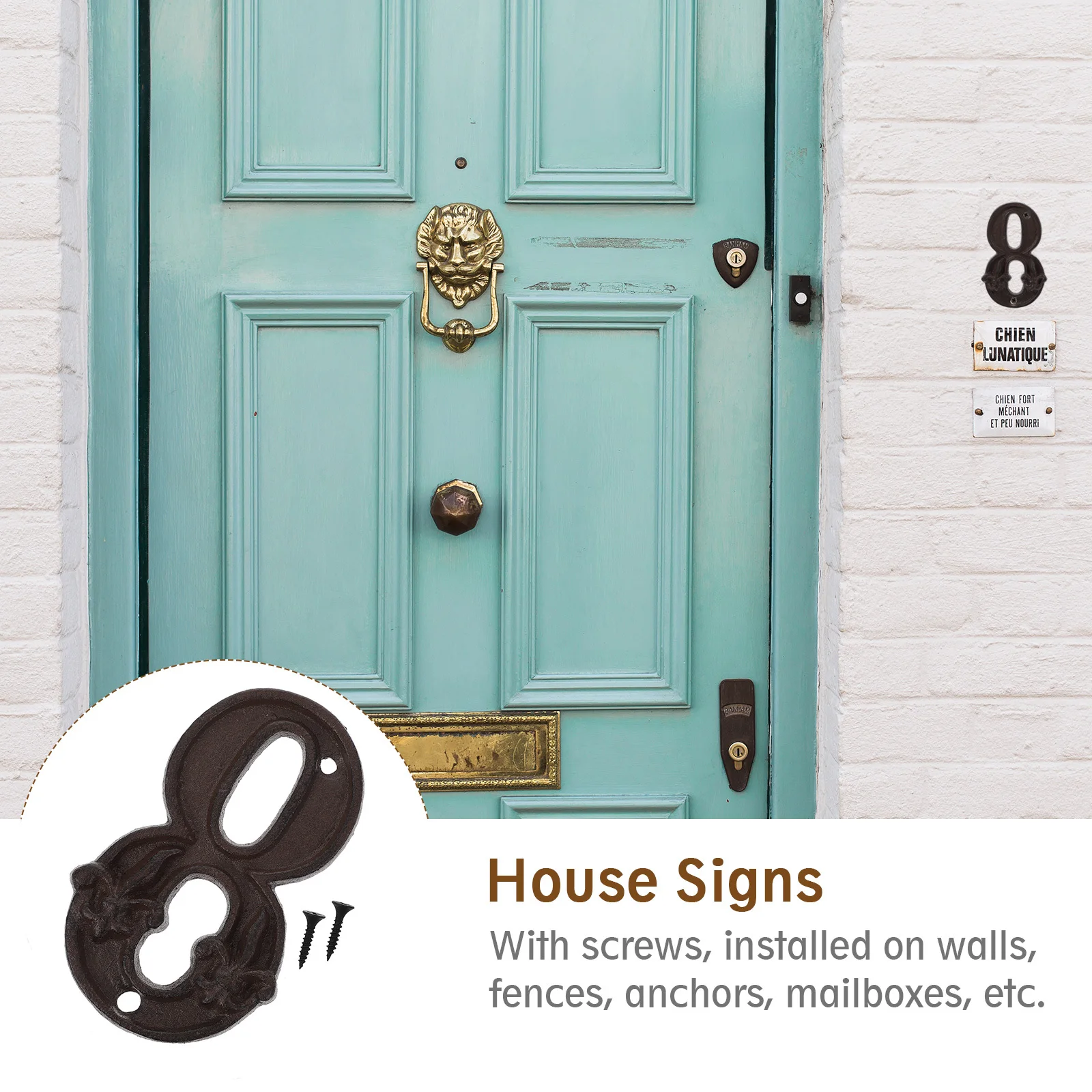 

Vintage Door Address Numbers Cast Iron House Signs Retro Wall Mount For Room Floor Bathroom Mailbox Numbering Exterior