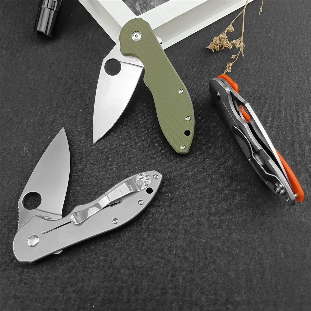 Portable Folding Knife Smooth D2 Pointed Blade G10 Handle Safety Tactical Knife Rescue EDC Multi Purpose Tool