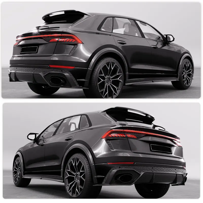 Carbon Fiber Rear Roof Spoiler Wings for Audi RS Q8 RSQ8 Sport Utility 4-Door 2020-2023 Car Racing Rear Spoiler Roof Wing Lip