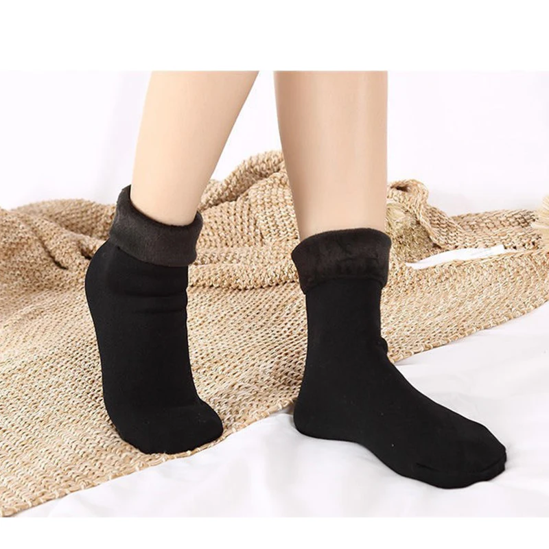 Fleece Warm Socks Soft Breathable Middle Socks Breathable Durable Cycling Elastic Socks Casual Simple Winter Low Sockings