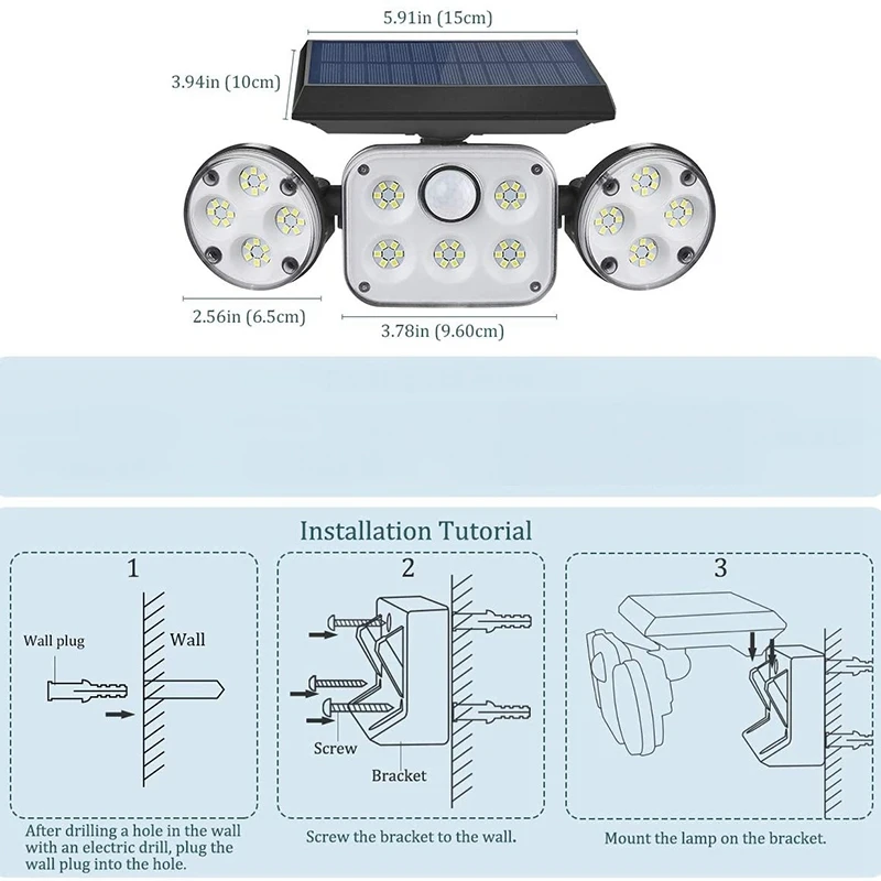 LED Solar Security Lights Outdoor with Motion Sensor,Solar Powered Wall Light Flood Light,for