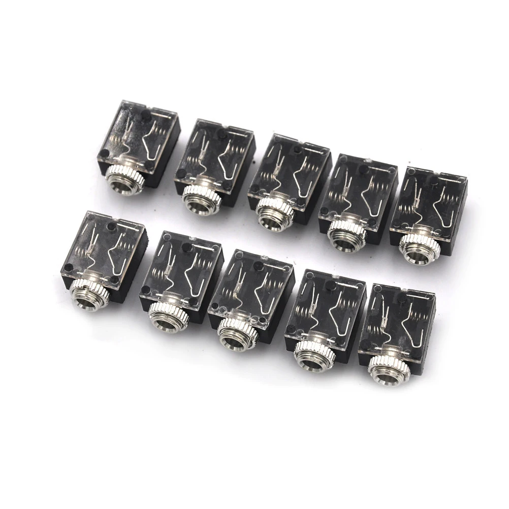 10Pcs 3.5mm Headphones Stereo Audio Socket Jack With nut 5 Pin PCB