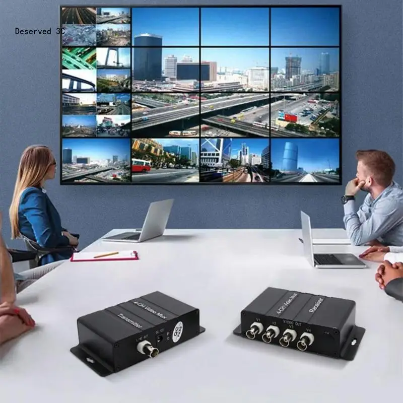 4Port Video Multiplexer for Analogs CCTV Systems, Easy Installation, Stable Transmission High Claritys Video Multiplexer