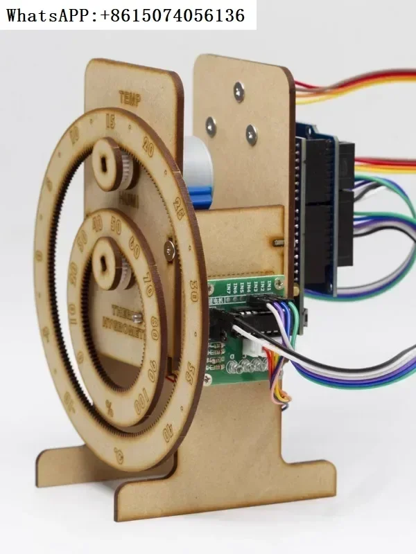 mechanical-temperature-and-humidity-meter-arduino-creative-production-assembly-model-motor-wood-diy-project-stem-education