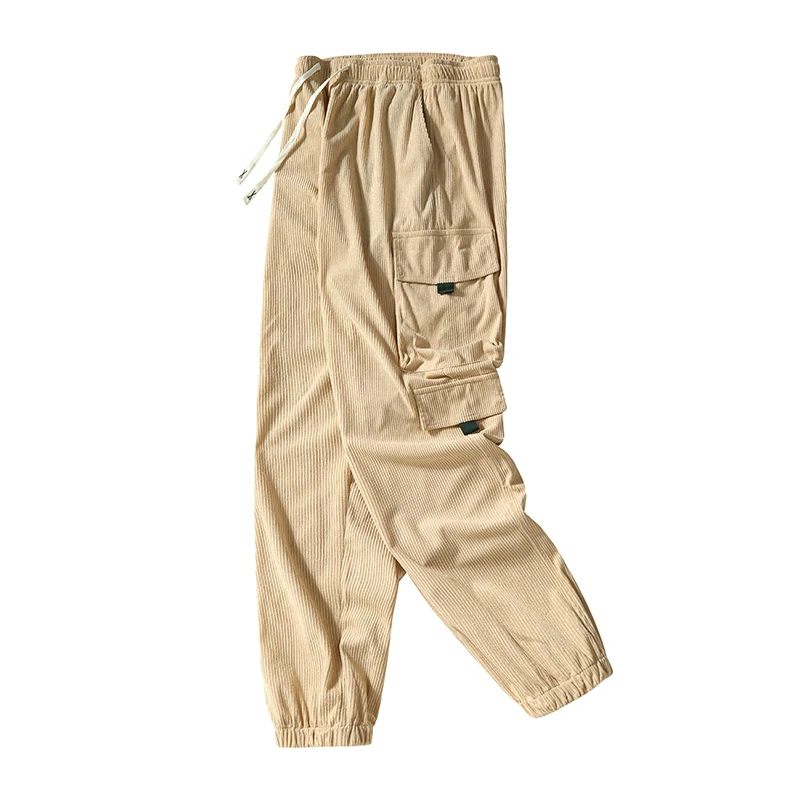 الخريف والشتاء العلامة التجارية العصرية فضفاضة بلون ملابس العمل غير رسمية السراويل للرجال نمط هونج كونج رياضي أسفل السراويل للرجال