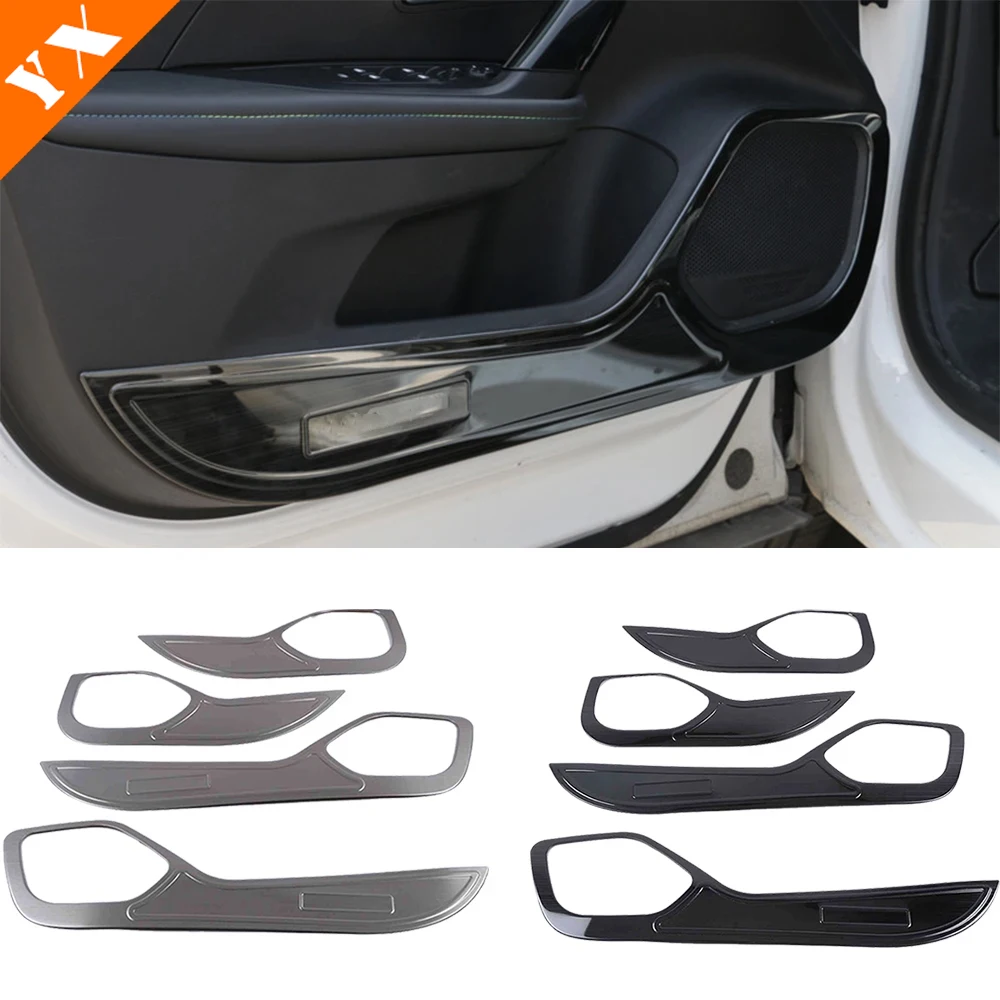 StainlessFor Peugeot 2008 2019-2023  Trim Garnish Car Door Anti-kick Dust-proof Audio Speaker Decor Protector Sticker Cover