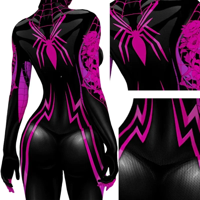 Silk Spiderwoman Cosplay Superhero Spandex Costumes For SpiderWomen Cindy Moon Bodysuit Zentai Outfit Halloween Costume Female