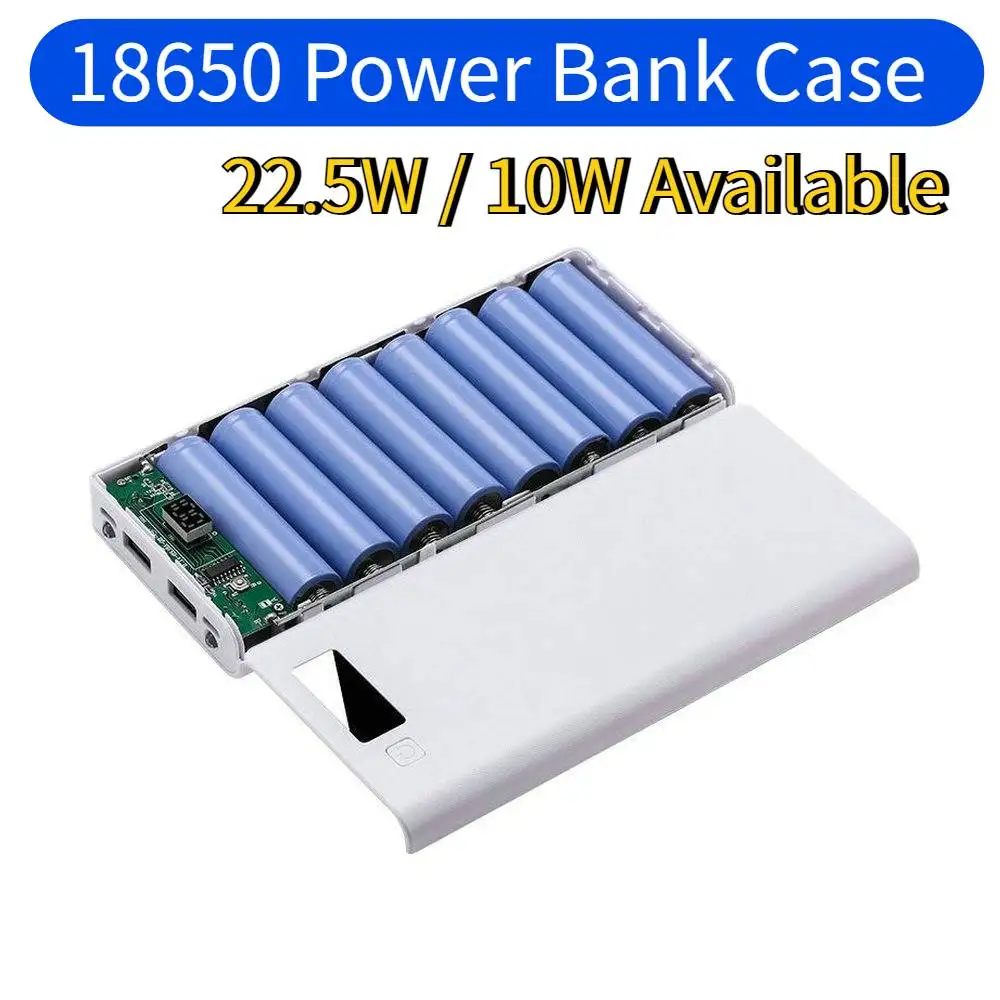 

8 Slots DIY Power Bank Housing Cover 18650 Battery Holder Battery Box USB Type C Mobile Phone Charger Powerbank Case Parts 22.5W