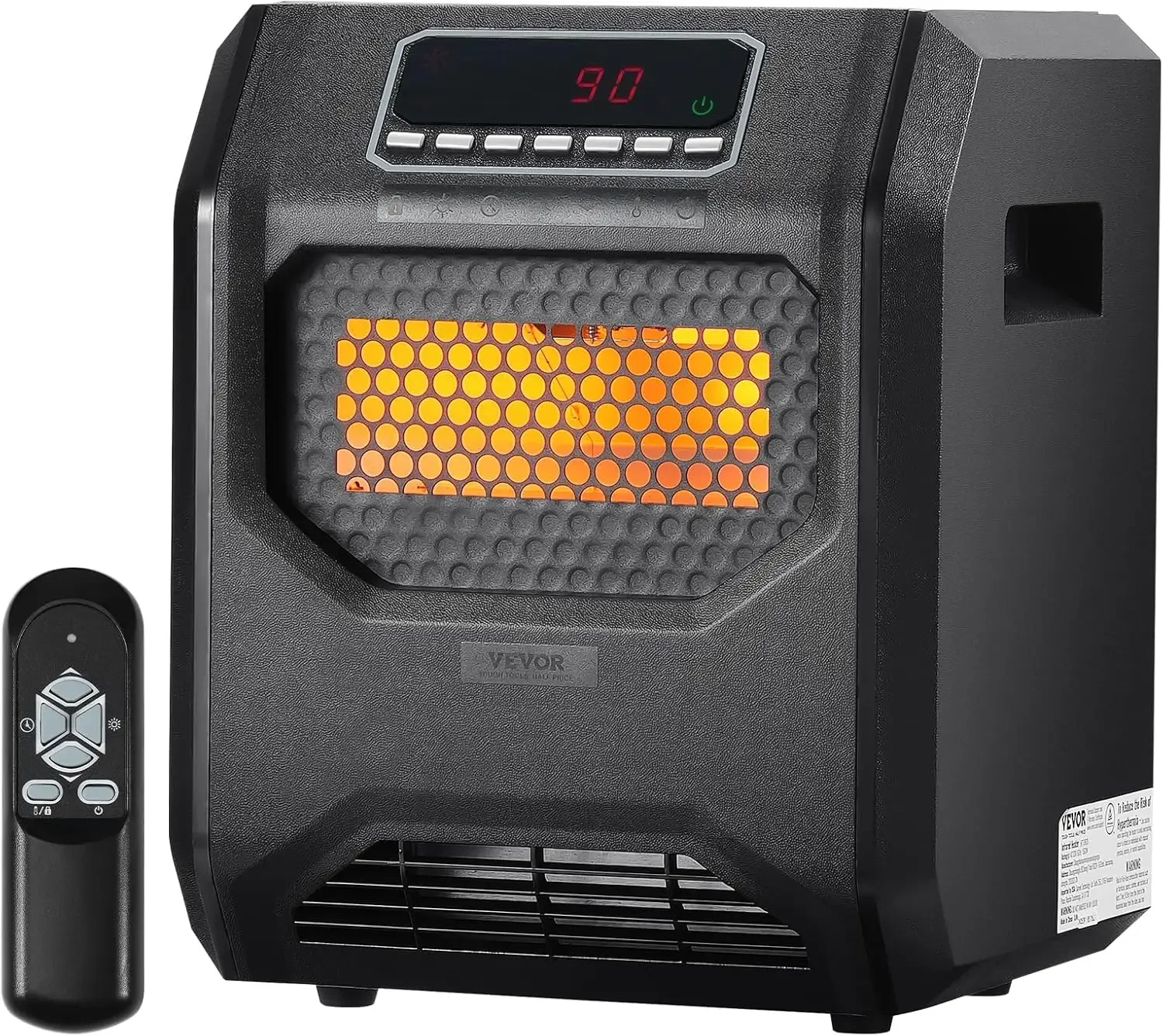 Infrared Heater, 1500W Remote Control Electric Space Heater, LED Patio Heater w/ 3 Speeds & Timer