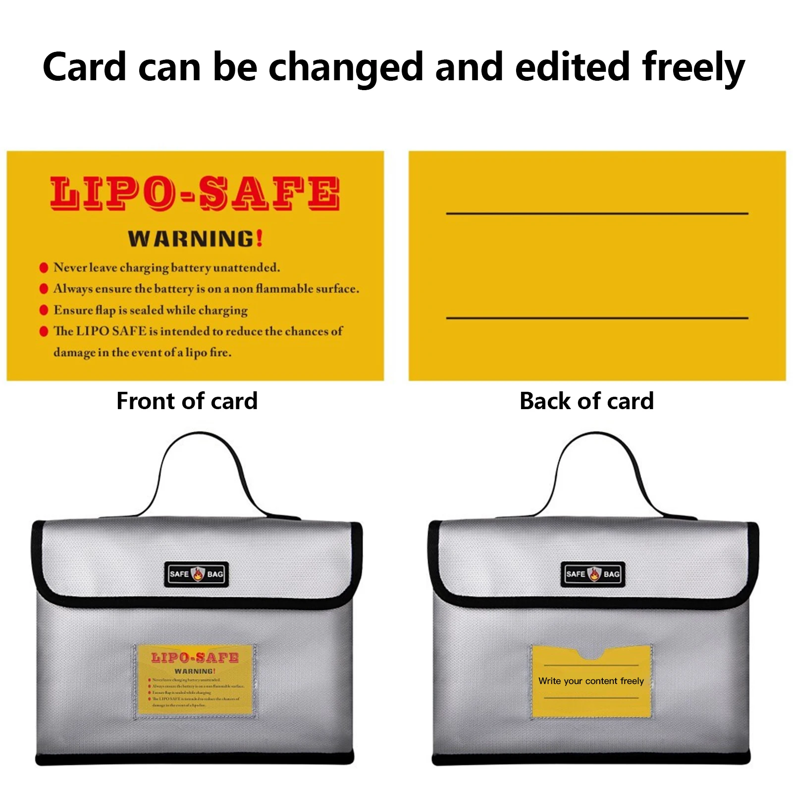 Fireproof Explosionproof Lipo Battery Guard Safe Bag for Battery Storage Charging with Double Metal Zipper Case Pouch