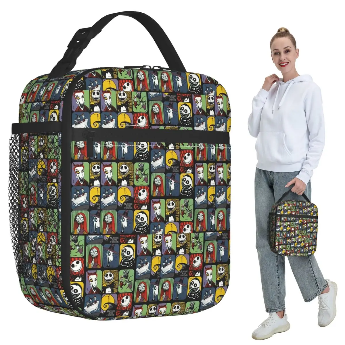 

Nightmare Before Christmas Cartoon Insulated Lunch Bag for Women Cooler Thermal Food Box Tote Portable Lunch Boxes Container