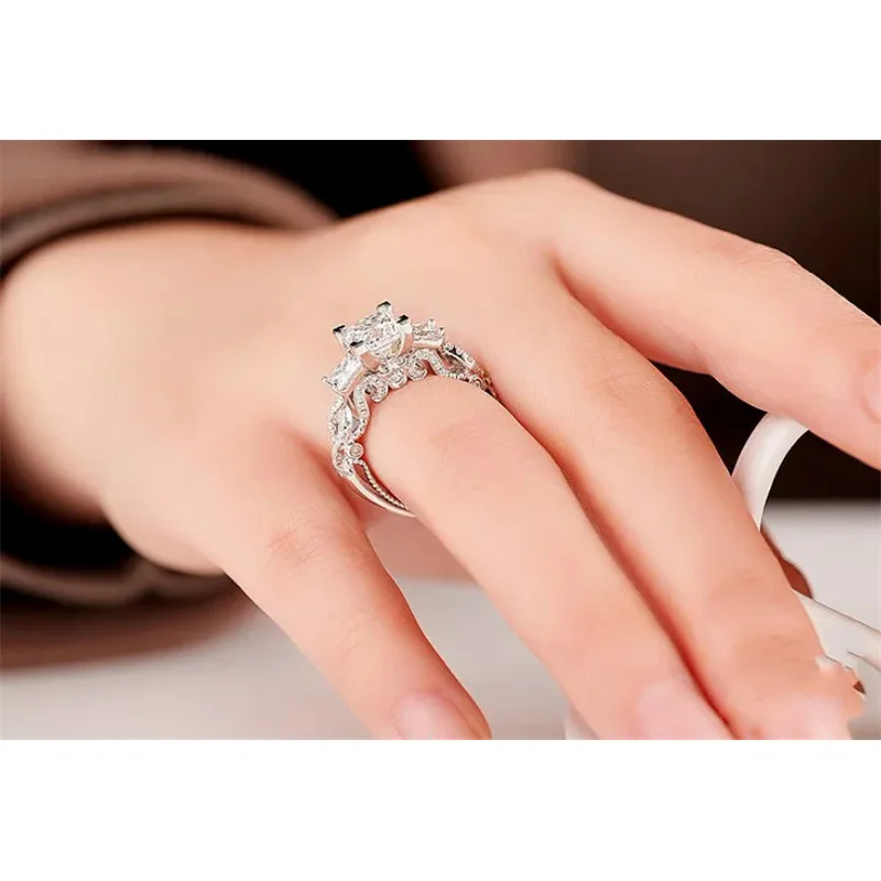 Vintage Court promise ring 925 sterling silver AAAAA CZ statement Party wedding band rings for women Birdal fashion jewelry