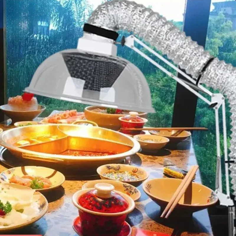 Portable Tabletop Smoke Absorber for Home BBQ & Hot Pot - Mini Kitchen Exhaust Fan with Hose, Eliminates Odor and Grease Smoke