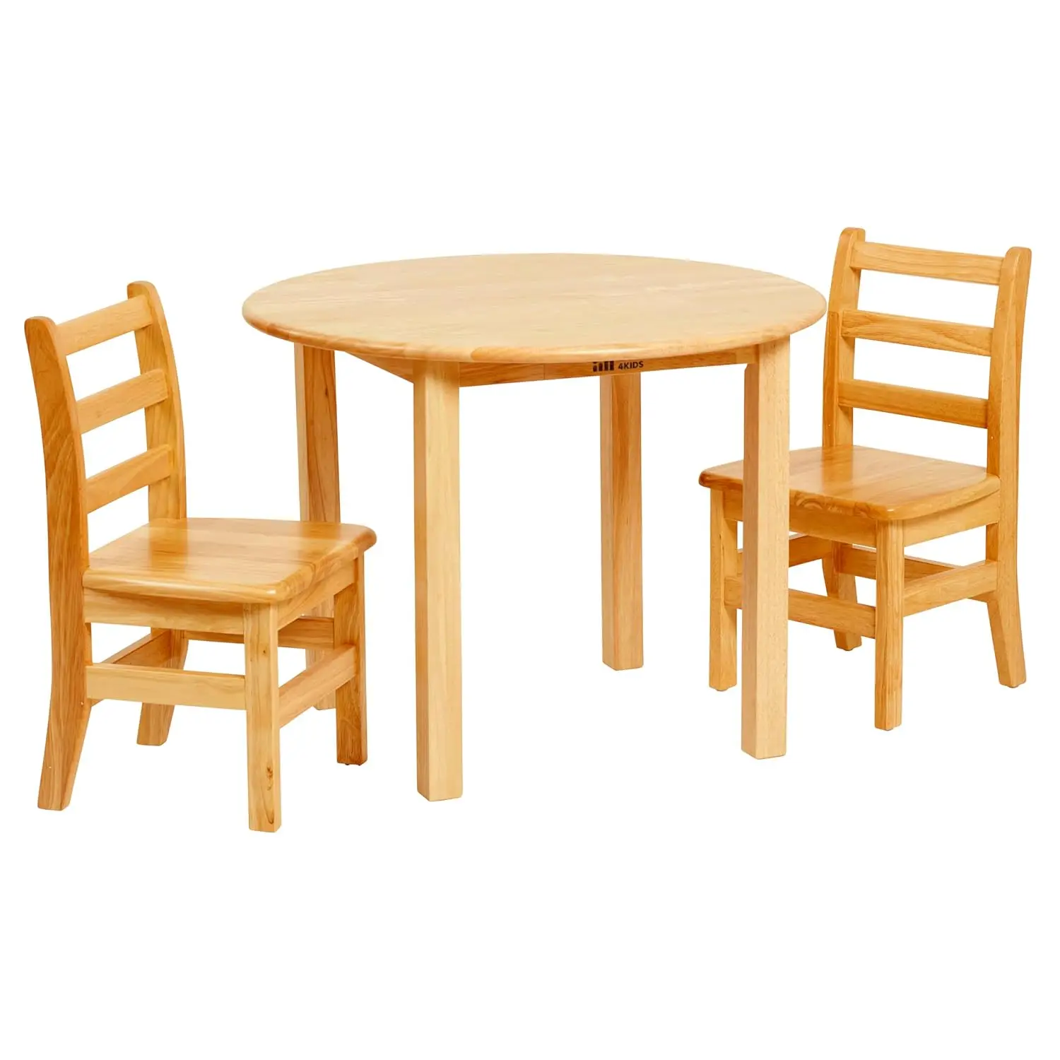 30in D Round Hardwood Table and Chair Set, 12in Seat Height, Kids Furniture, Honey