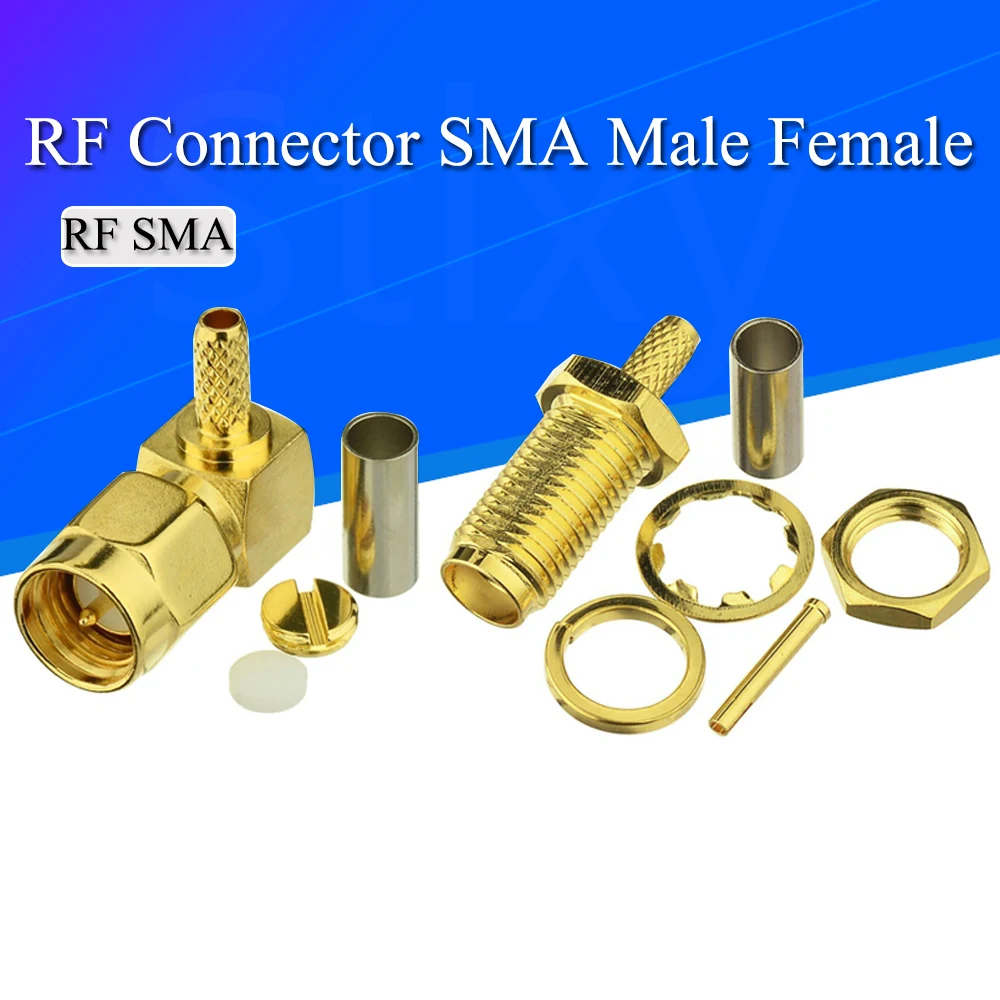 Stlxy 5Set SMA Female Adapter RF Connector SMA Male Jack Crimping for RG316 RG174 Cable Wire SMA Female Connector Adapter