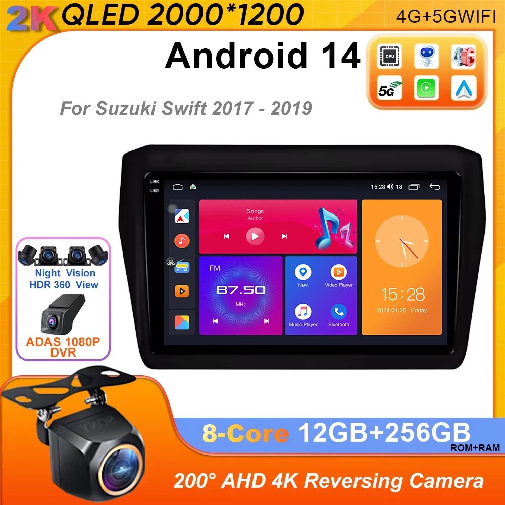 

Android 14 For Suzuki Swift 2017 2018 2019 Car Radio Stereo Multimedia GPS Navigation Video Player DSP QLED Wireless Carplay