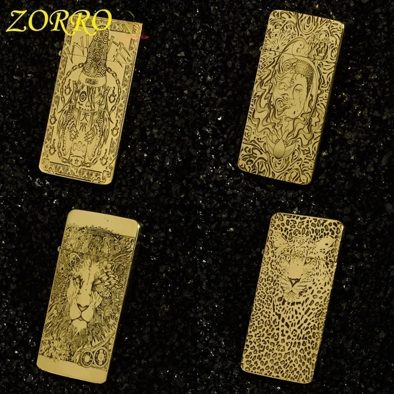 Zorro Kerosine Lighter, ZC5 Laser Engraved Two-sided Thin Version, Multiple Pattern Options
