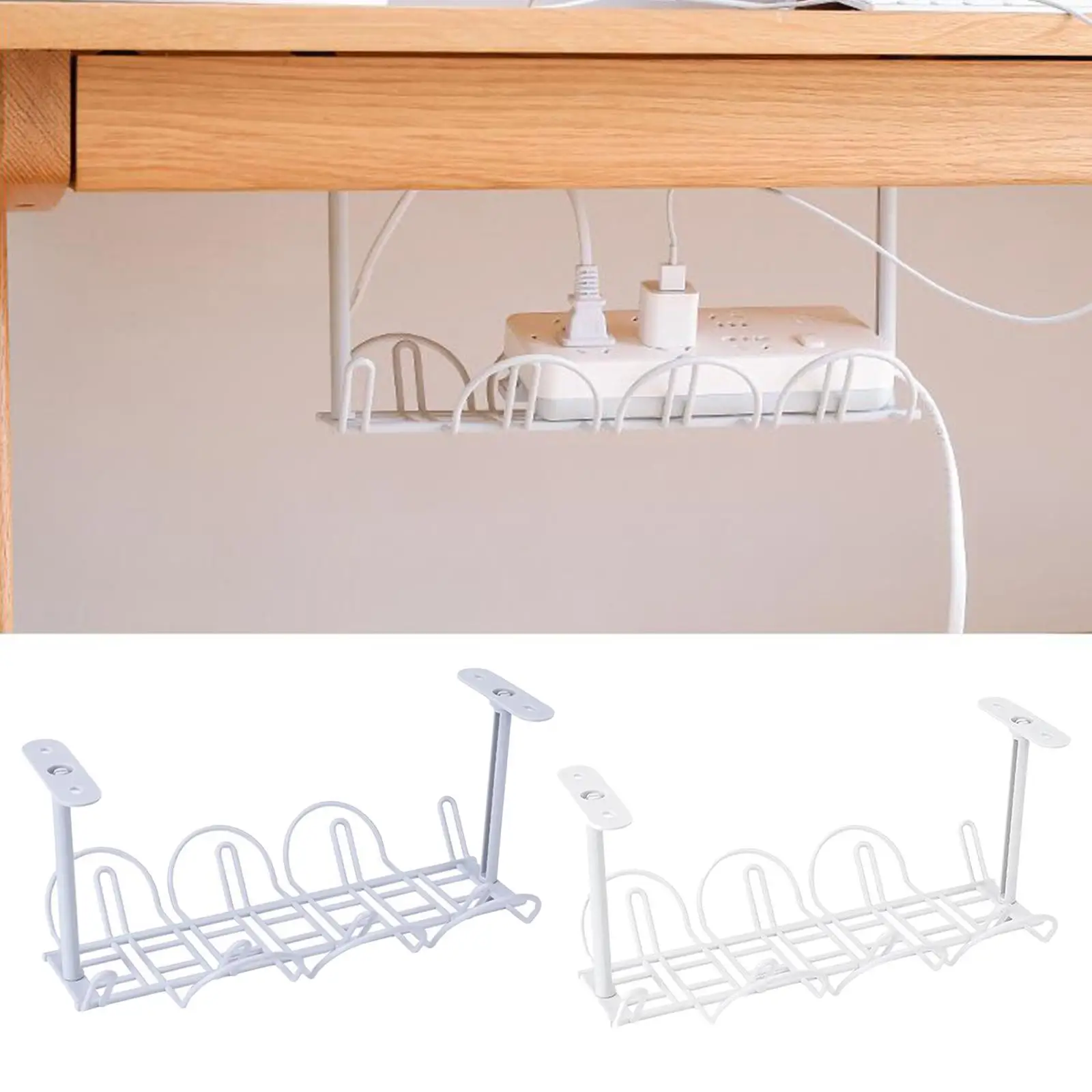 under Desk Cable Cord Holder Tray Power Strip Management Organizer