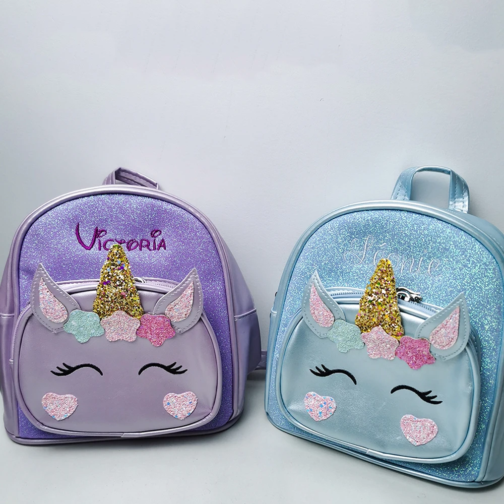 Children's Cartoon Backpack Custom PU Girls Outdoor Light Backpack Personalized Embroidered Name Kids Birthday Cute Gift Bags