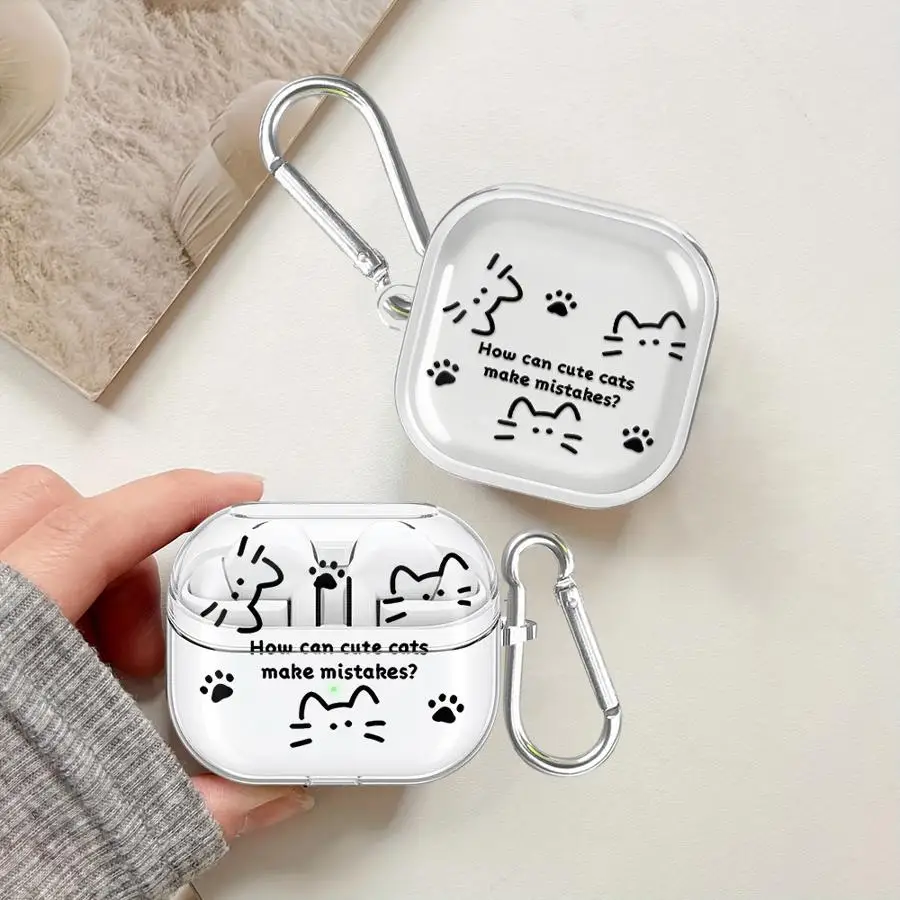Transparente Kopfhörerhüllen für Samsung Galaxy Buds Live 3 FE 4Pro 4 Pro 2 3Pro Cartoon Tier Niedliche Katze