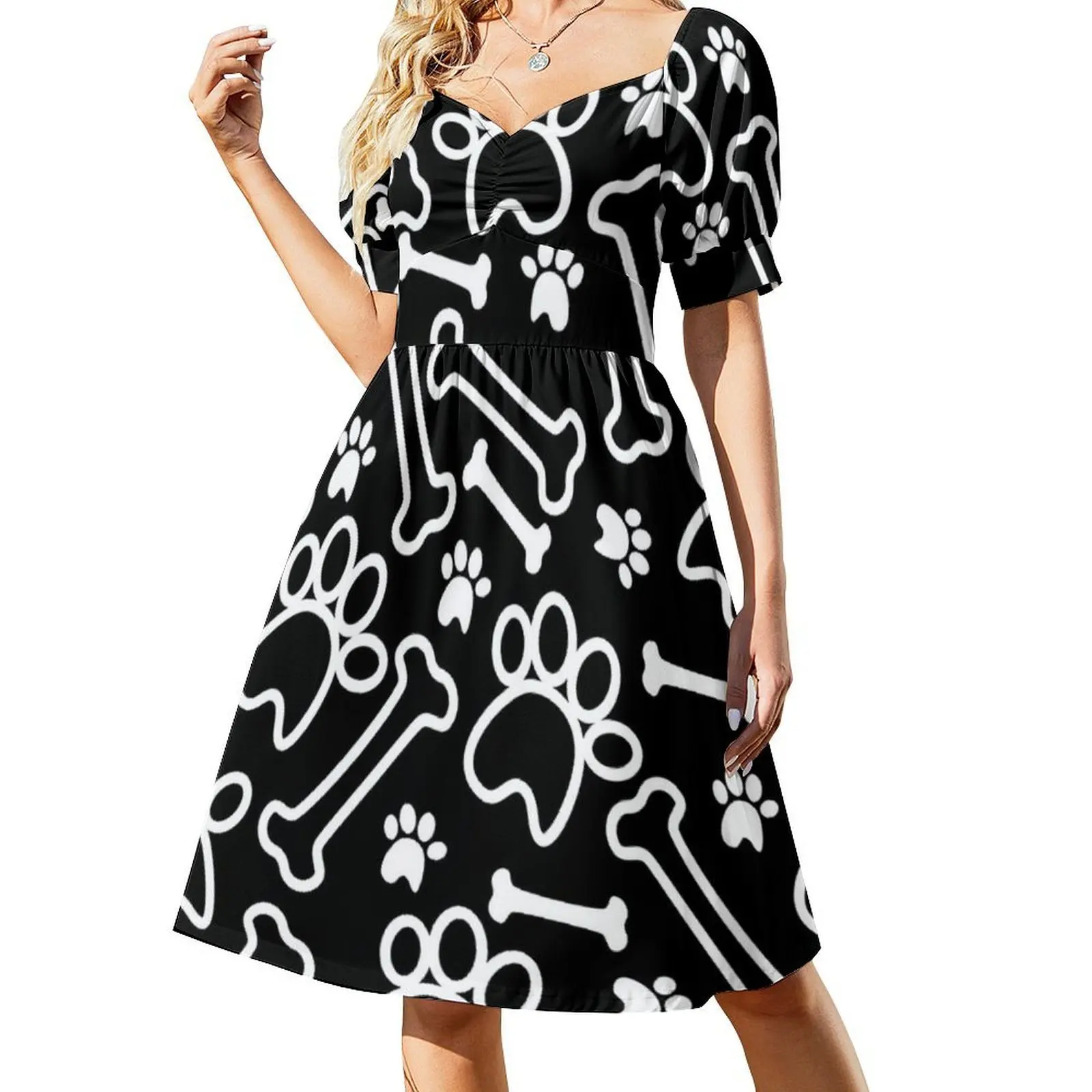 فستان بوهيمي بدون أكمام بتصميم بنمط باندانا للكلاب، فستان متعدد الطباعة لحفلات إجازة الشاطئ، تصميم باندانا جميل للكلاب