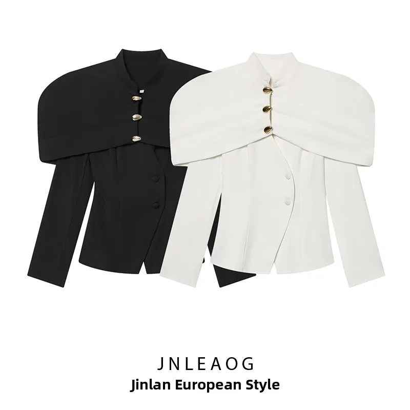 

JNLEAOG Autumn New Sle Women's Faion Design Slim Fit Waistcoat Suit Jaet Luxury Lightweight Busin Casual Polyester