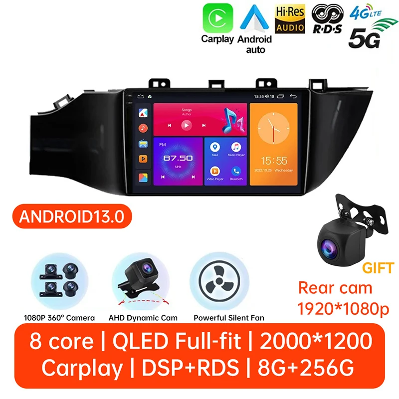 

Android 13 Carplay Car Radio For Kia RIO 4 2017 2018 2019 multimedia player GPS Navigation 2din autoradio 8core 8G+128G