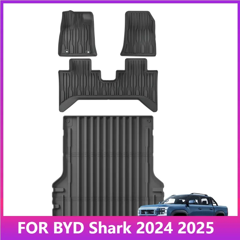 

Коврики для BYD Shark 2024 2025 TPE 3D Автомобильные коврики для багажника Водонепроницаемые всепогодные аксессуары Черный