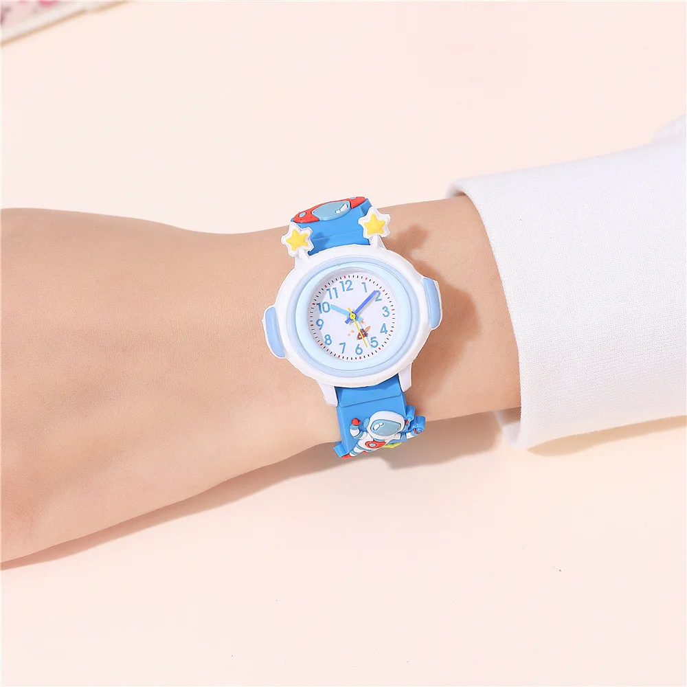 Astronaut Pattern Series Children's Watch Color Plastic Tape Boy Girl Student Gift Watch Silicone Cartoon Kids Wristwatch Clock