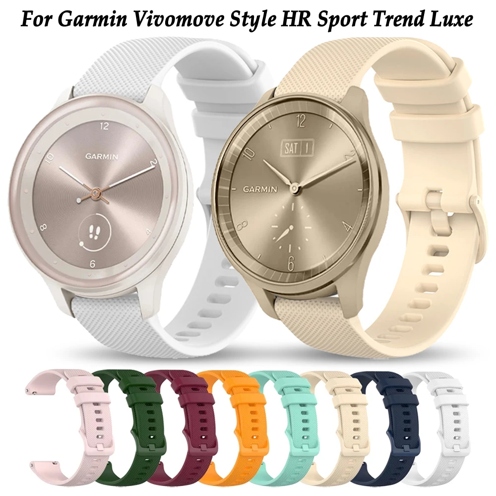 For Garmin Vivomove Style hr Sport Trend Luxe Sport Watch Strap Band Smartwatch Silicone Bracelet Replacement Wristband 20mm